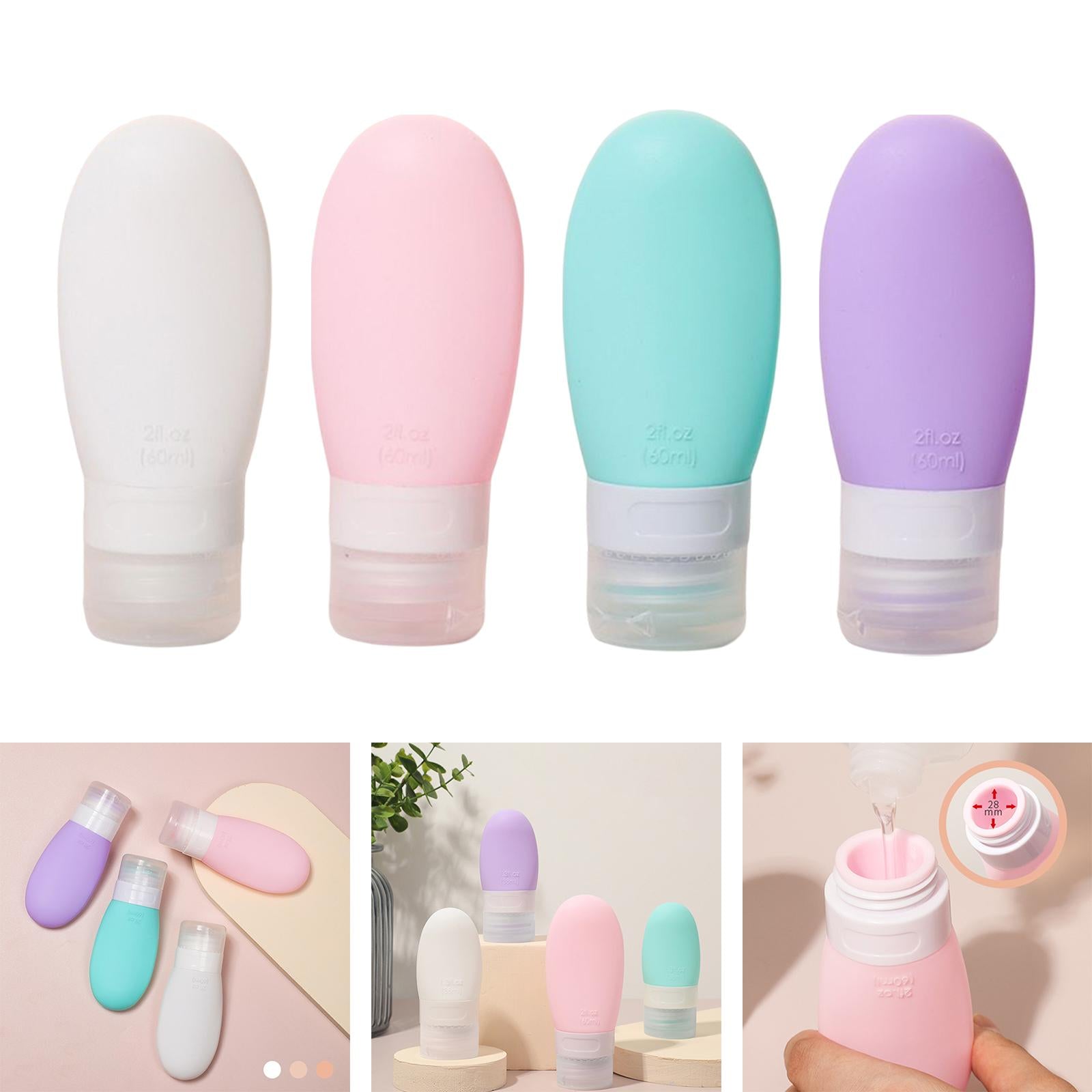 Silicone Travel Bottle Empty Refillable for Cosmetic Body Wash Conditioner White