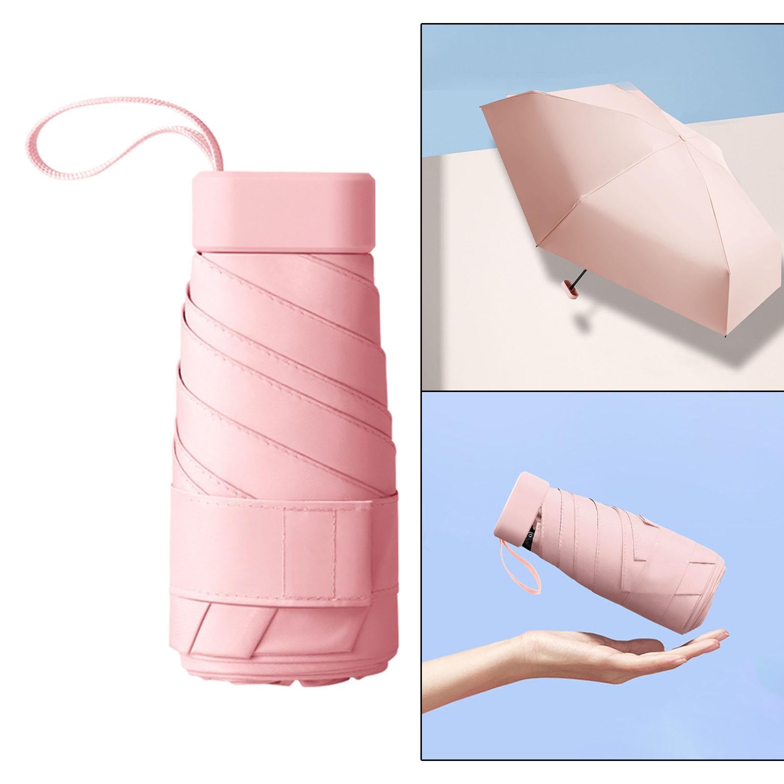 Mini Sunny and Rainy Umbrella Wind Resistance for Outdoor Travel Pink