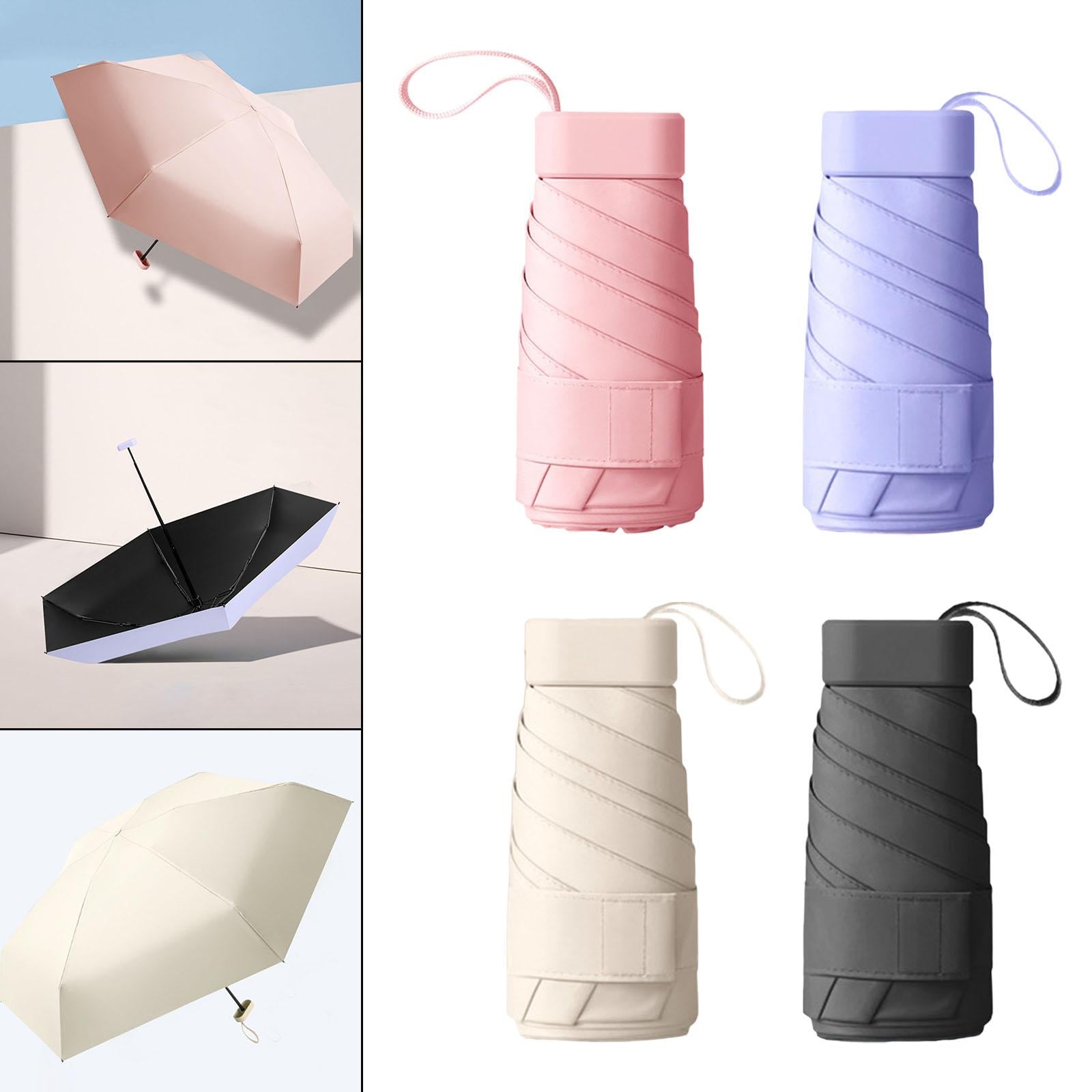Mini Sunny and Rainy Umbrella Wind Resistance for Outdoor Travel Pink