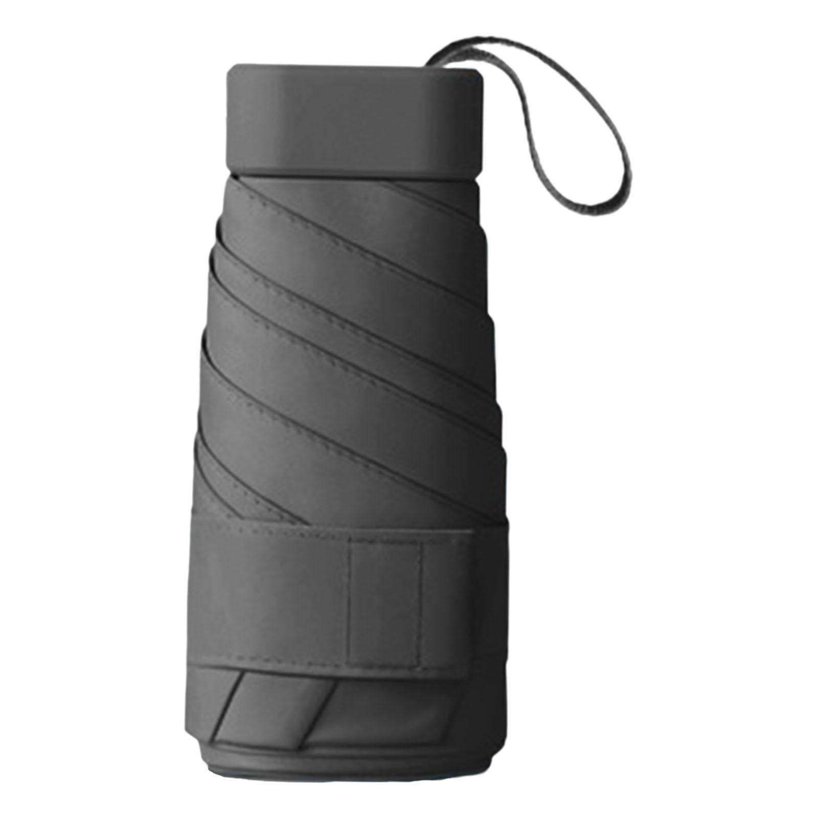 Mini Sunny and Rainy Umbrella Wind Resistance for Outdoor Travel Black