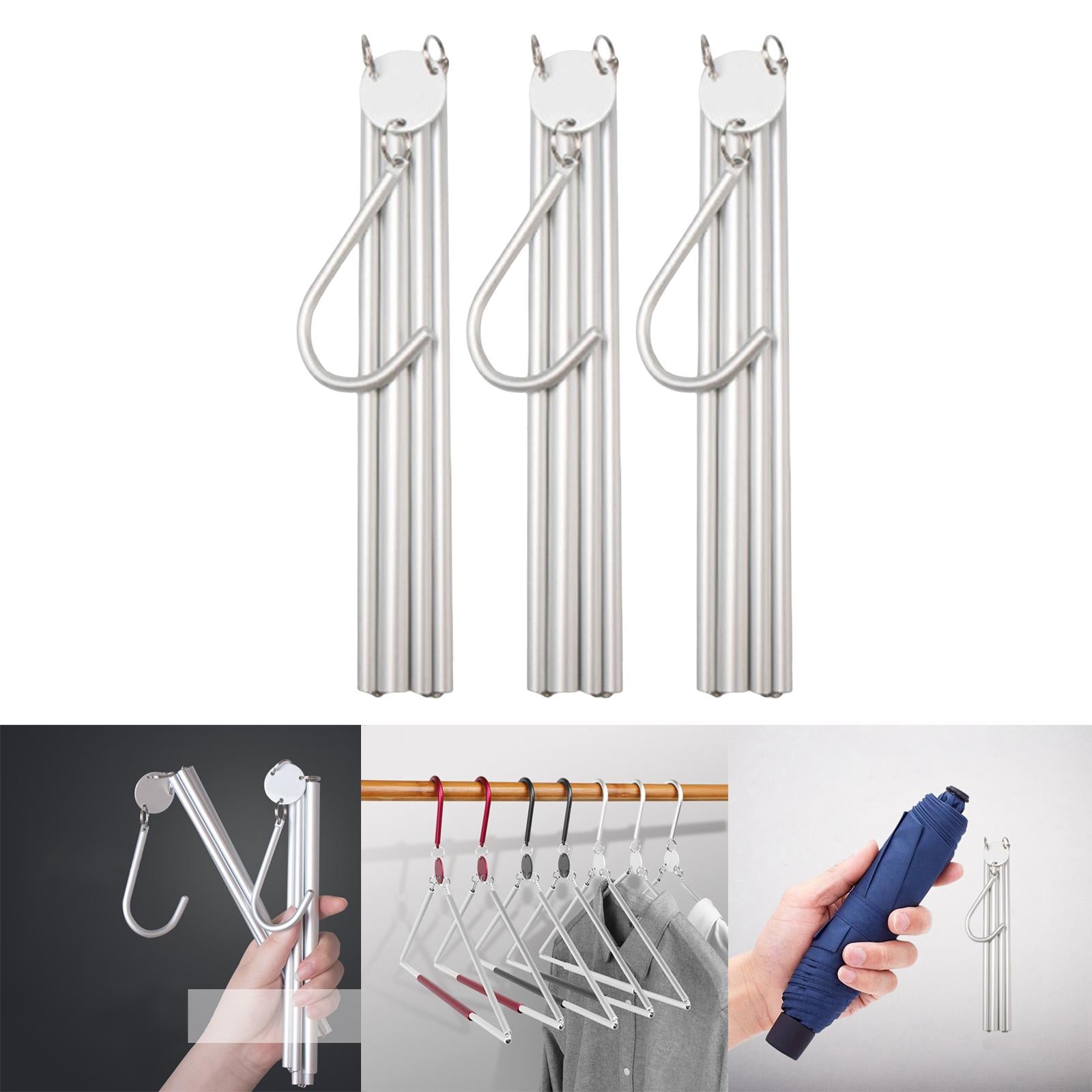 Collapsible Clothing Hanger Wardrobe Organizer Portable for Home Balcony Siliver