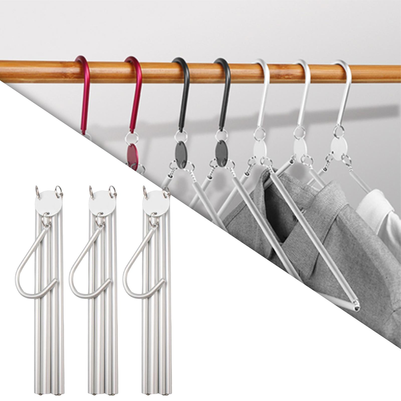 Collapsible Clothing Hanger Wardrobe Organizer Portable for Home Balcony Siliver