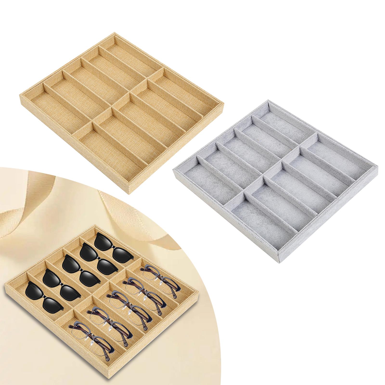 10 Grid Eyeglass Sunglasses Organiser Case Eyeglasses Eyewear Storage Case linen