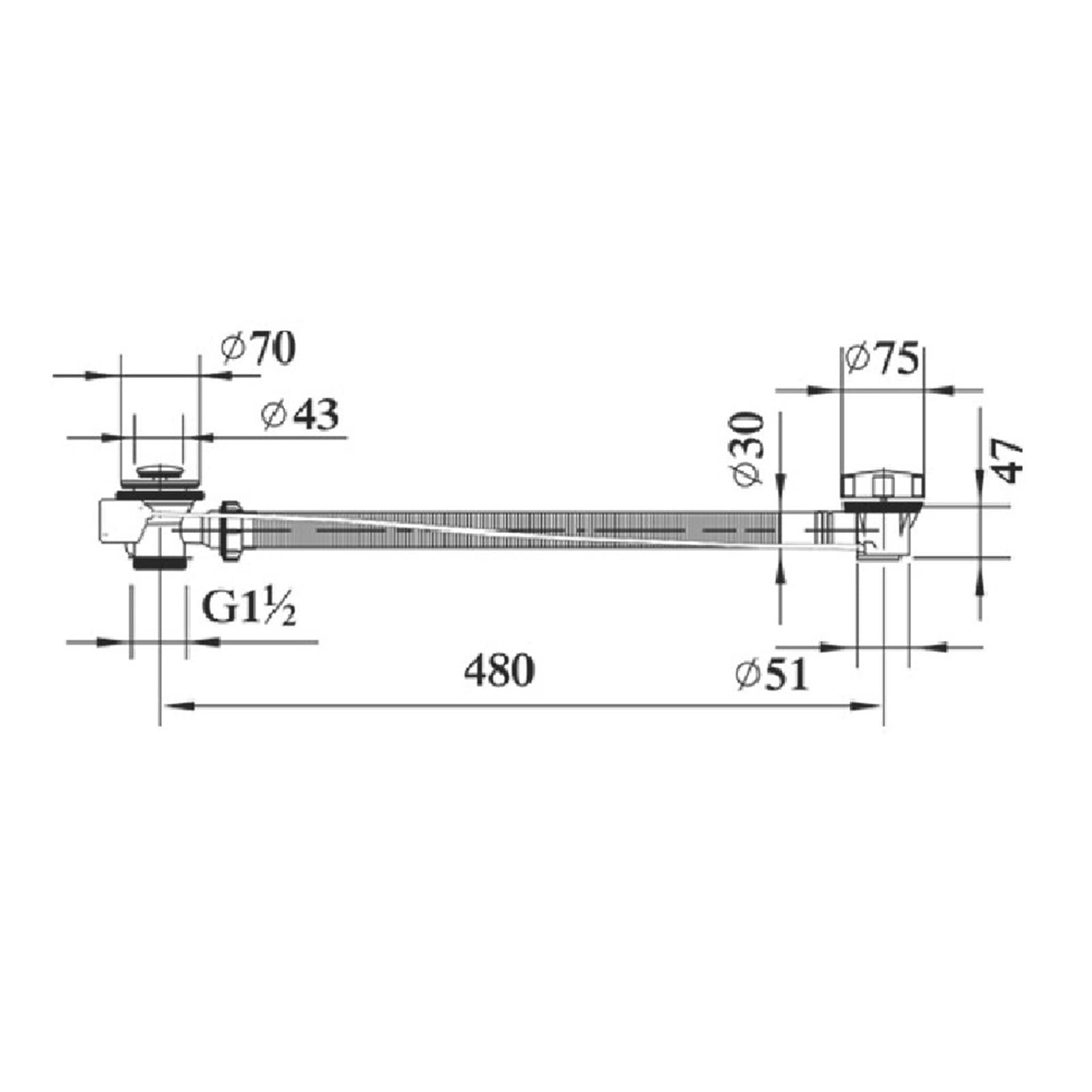 Bath Waste with Overflow Pipe Concealed for Waste Drain