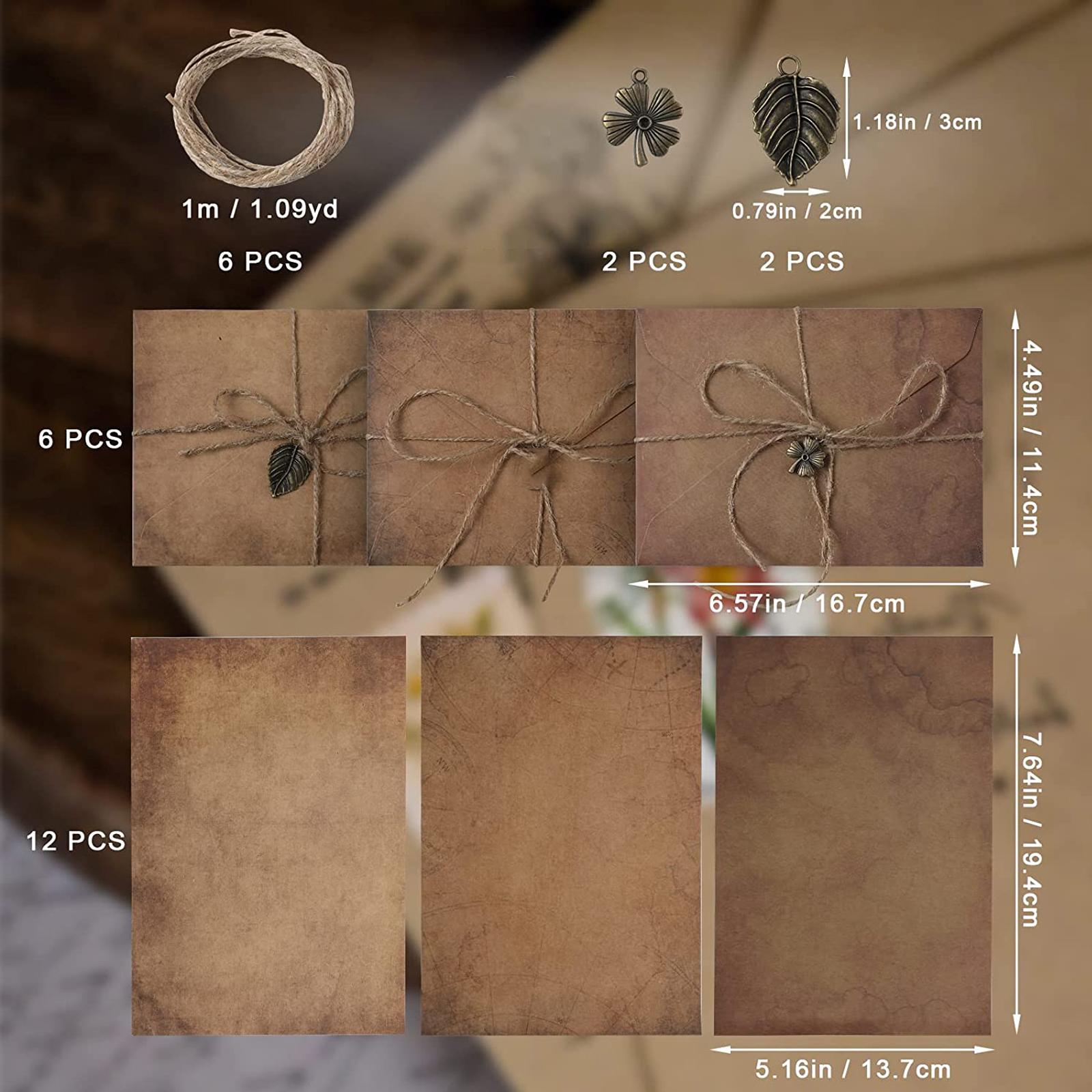 Letter Writing Paper and Envelopes Set and Charms for Craft Map Writing