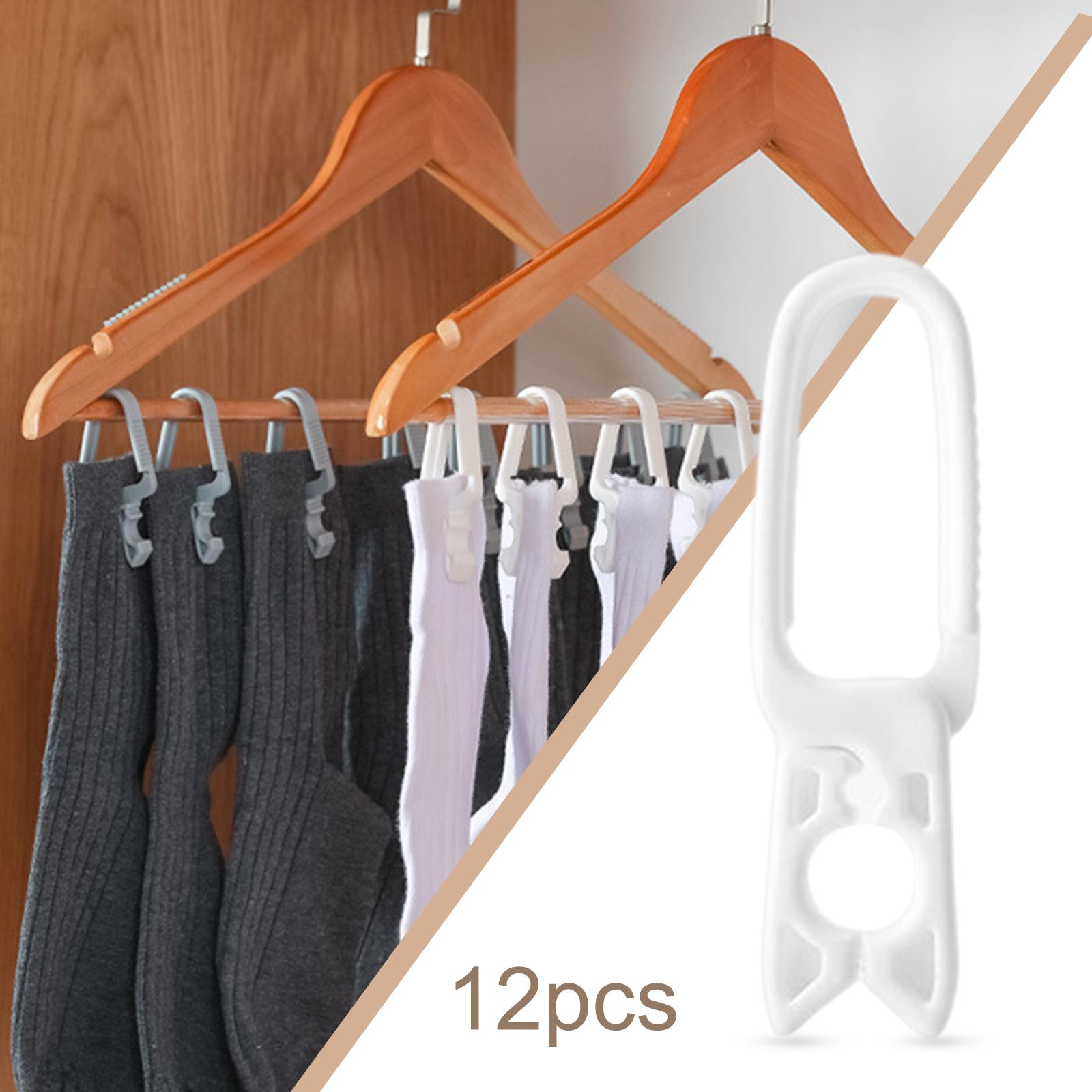 12Pcs Sock Hangers Clothes Drying Rack for Underwear Ties Thigh Stockings White