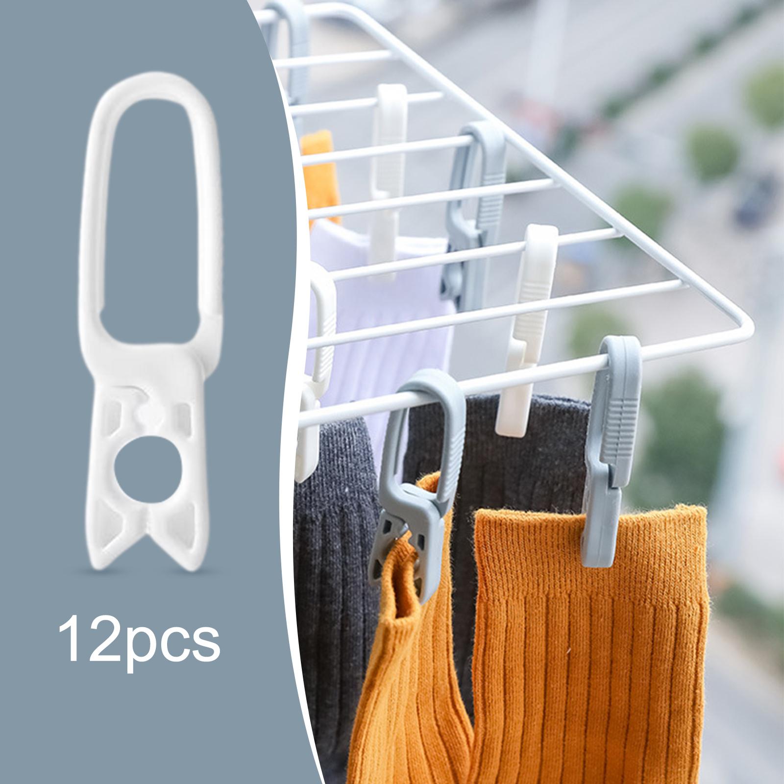 12Pcs Sock Hangers Clothes Drying Rack for Underwear Ties Thigh Stockings White