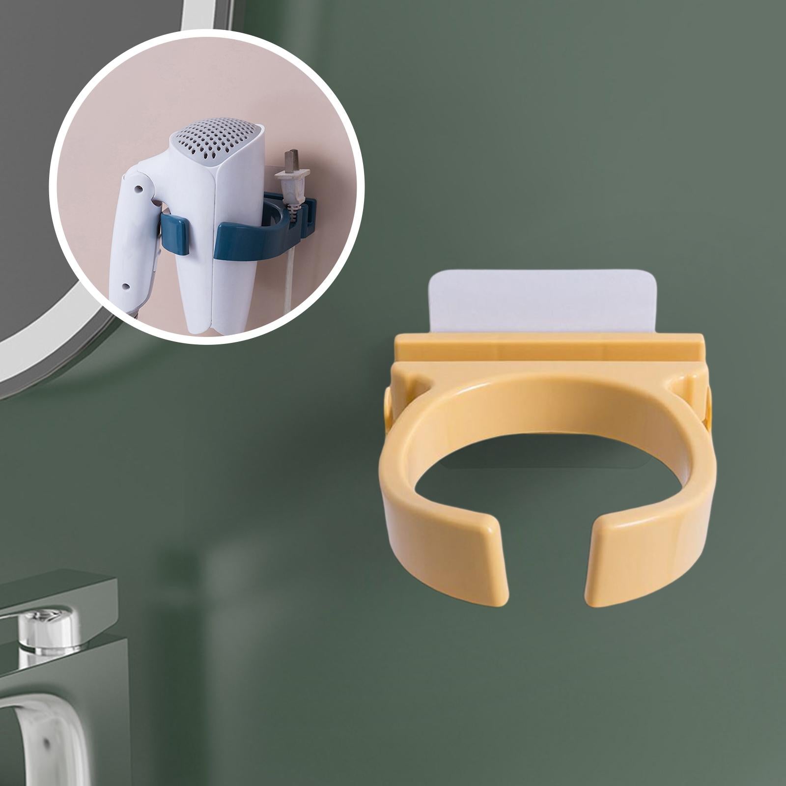 Blow Dryer Holder Self Adhesive ABS Organizer for Washroom Dormitory Bedroom Yellow