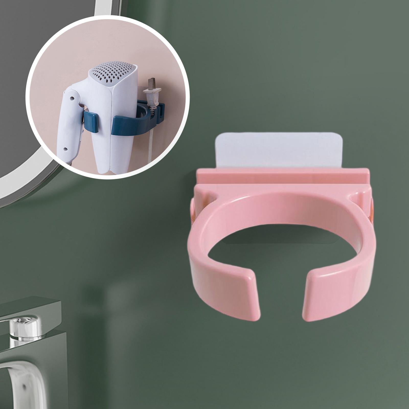 Blow Dryer Holder Self Adhesive ABS Organizer for Washroom Dormitory Bedroom Pink
