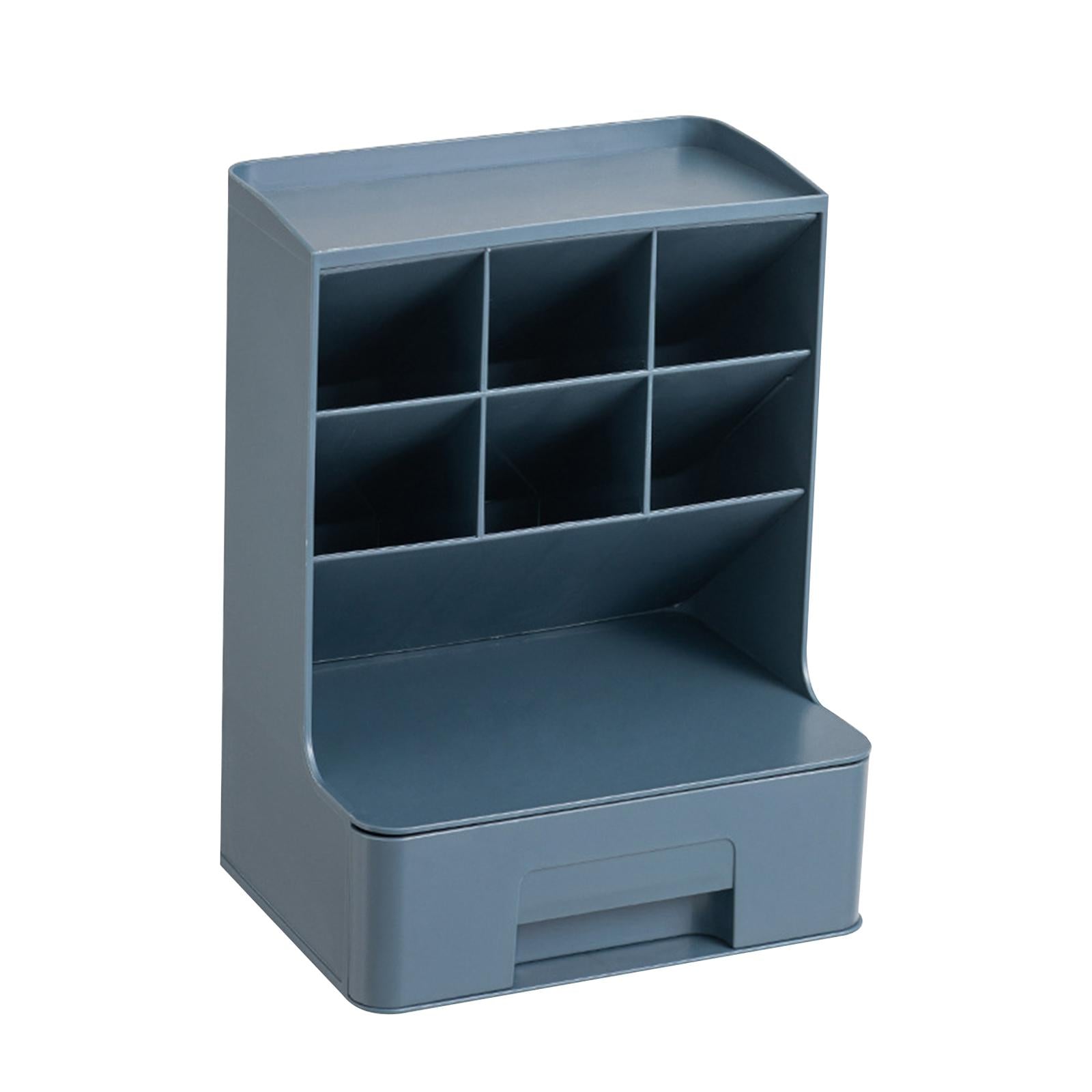 Multipurpose Pen Holder with Drawer Office Caddy for Office Dark Blue