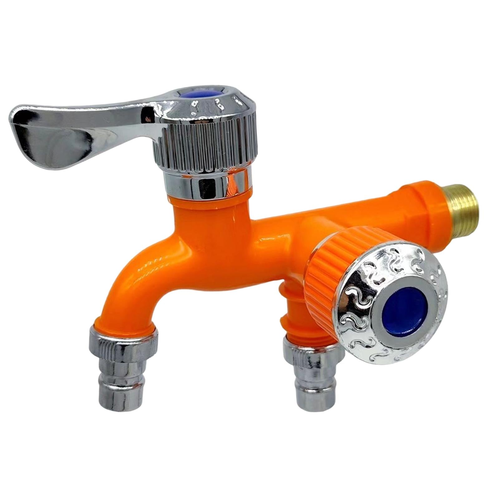 Plastic Double Tap with Outlet Valve 1/2 inch Interface Tool Orange