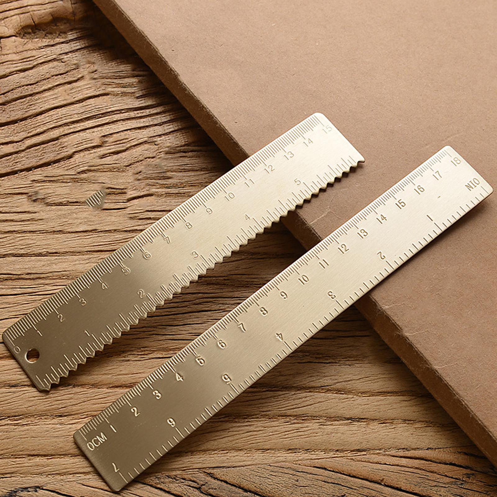 Brass Scale Ruler Precise Portable Thickened for Notebooks Office Engineers 15cm Wave Ruler
