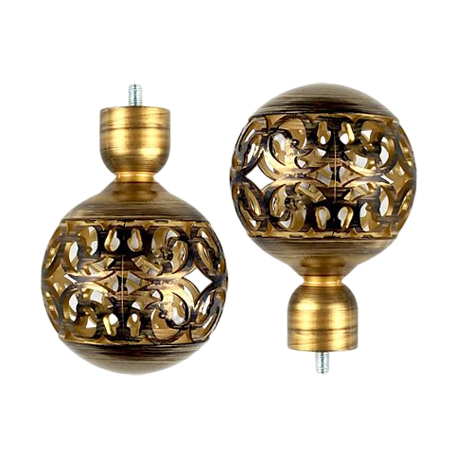 2x Hollow Drapery Rod Finials 3/4 inch Diameter Vintage for Living Room Home