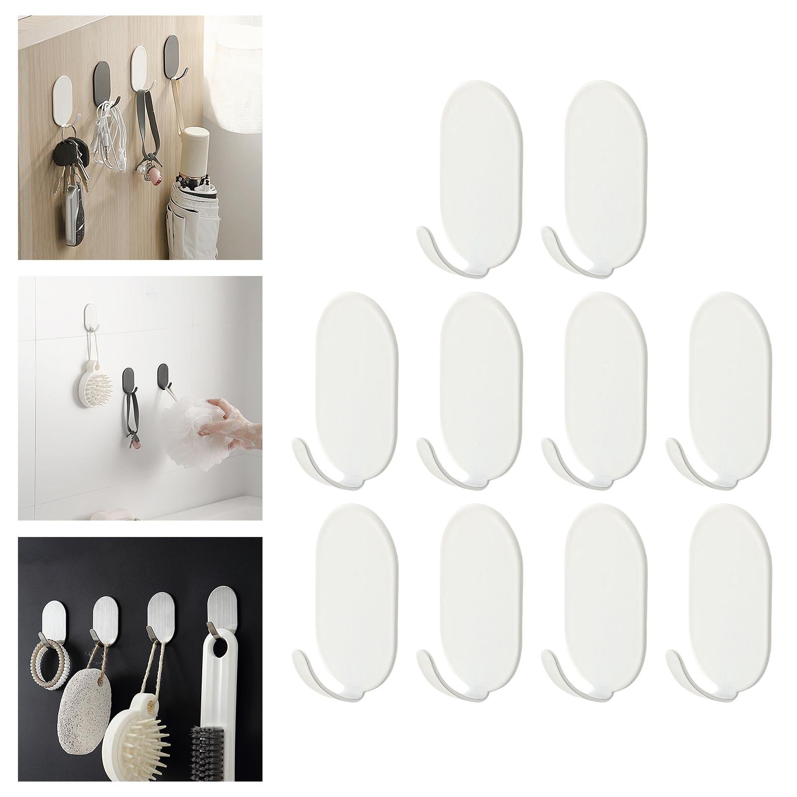 10x Coat Hook Rack Storage Organizer Holder Organizer Rack for Home wall White
