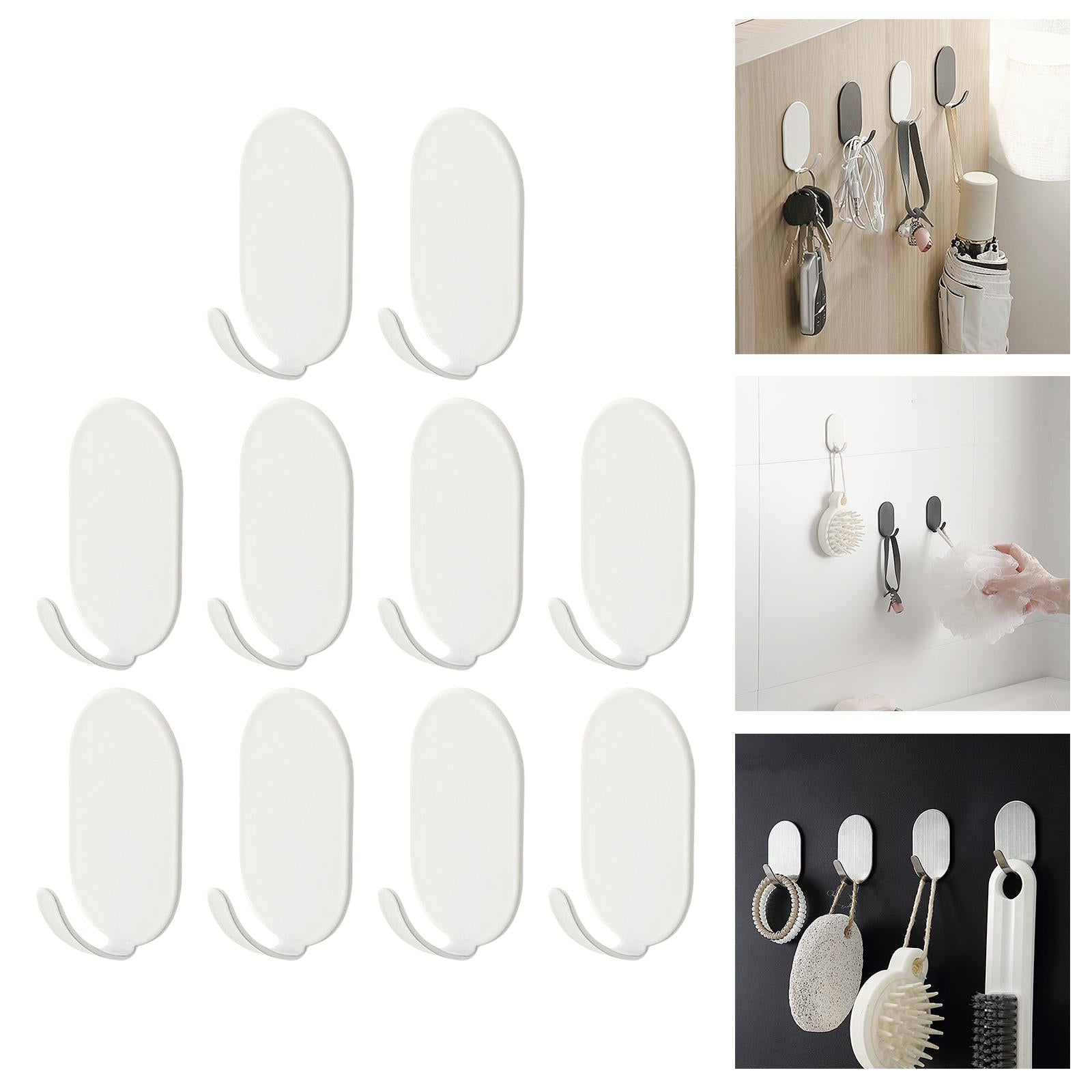 10x Coat Hook Rack Storage Organizer Holder Organizer Rack for Home wall White
