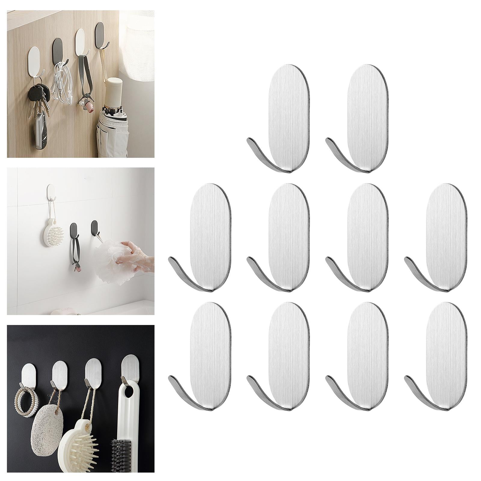 10x Coat Hook Rack Storage Organizer Holder Organizer Rack for Home wall Stainless Steel