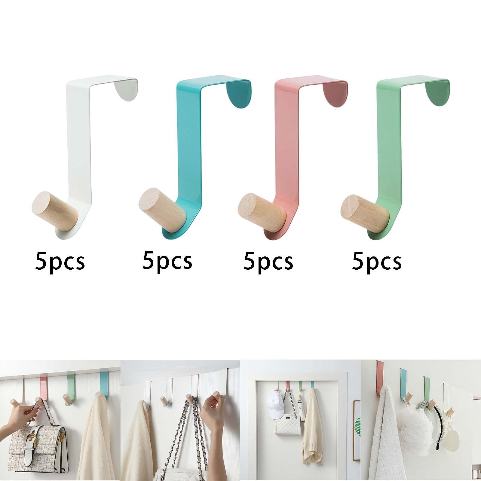 5 Pieces Cabinet Door Hooks Without Drilling Towel Holder for Hats White