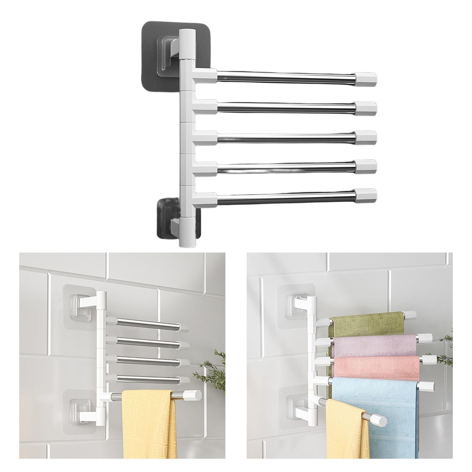 Toilet Towel Rack 180 Degree Rotary Towel Holder for Bathroom Hotel 5 Pole