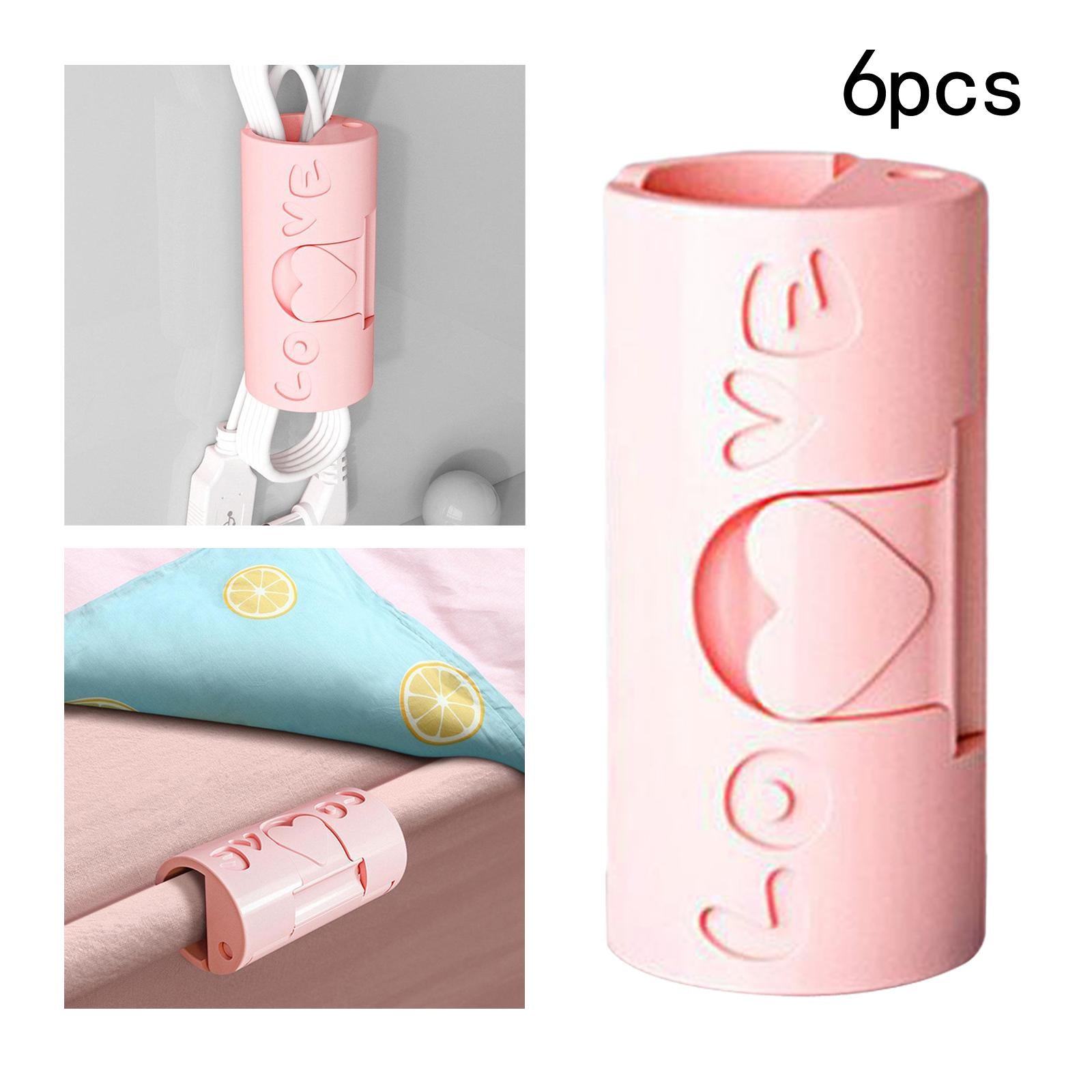 6 Pieces Multipurpose Bed Sheet Fixed Clamp for Fastening Snacks Towels Pink