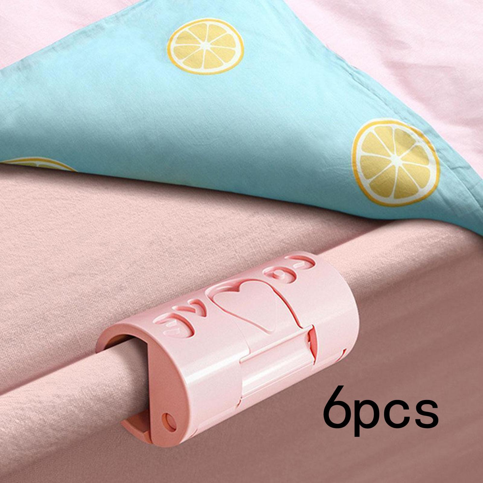 6 Pieces Multipurpose Bed Sheet Fixed Clamp for Fastening Snacks Towels Pink