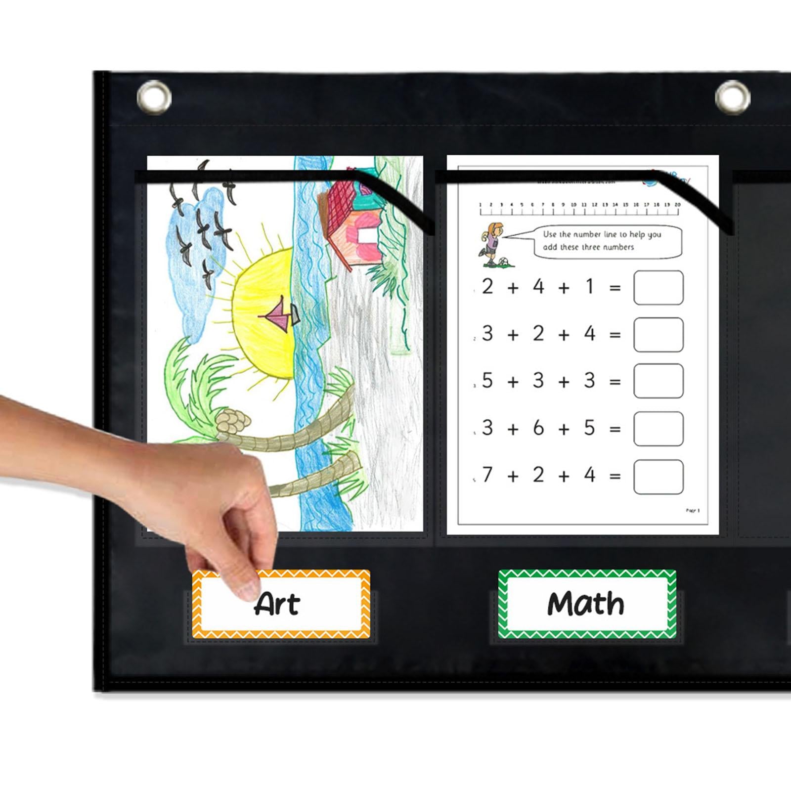 6 Pockets Organization Pocket Chart Hanging Storage Pocket for Wall Office