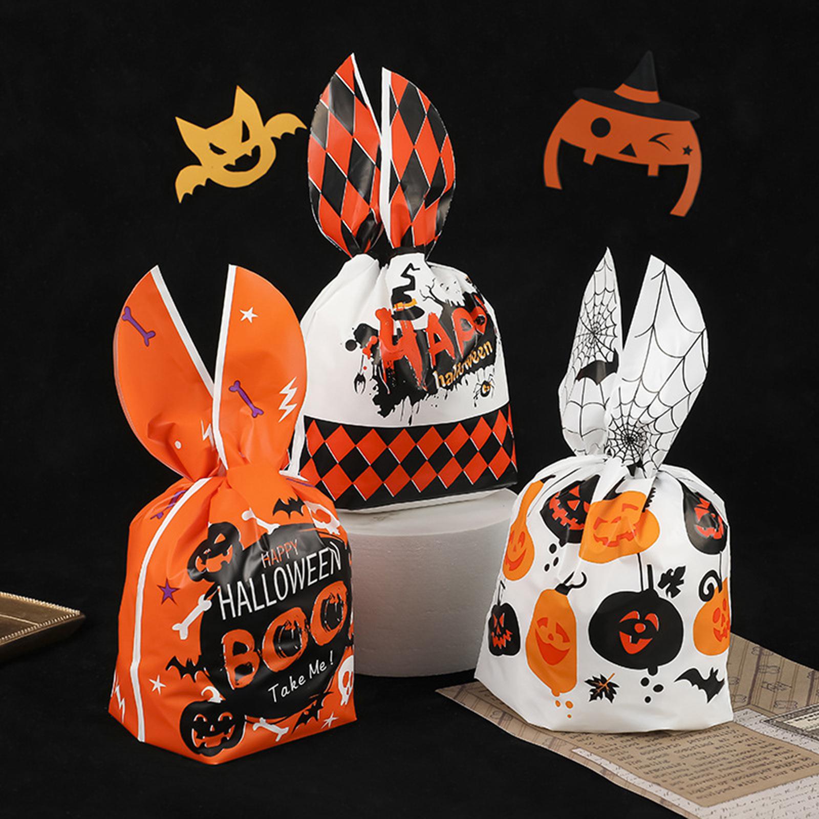 50Pcs Halloween Candy Bags Empty Party Bag for Halloween Party Supplies Orange and White