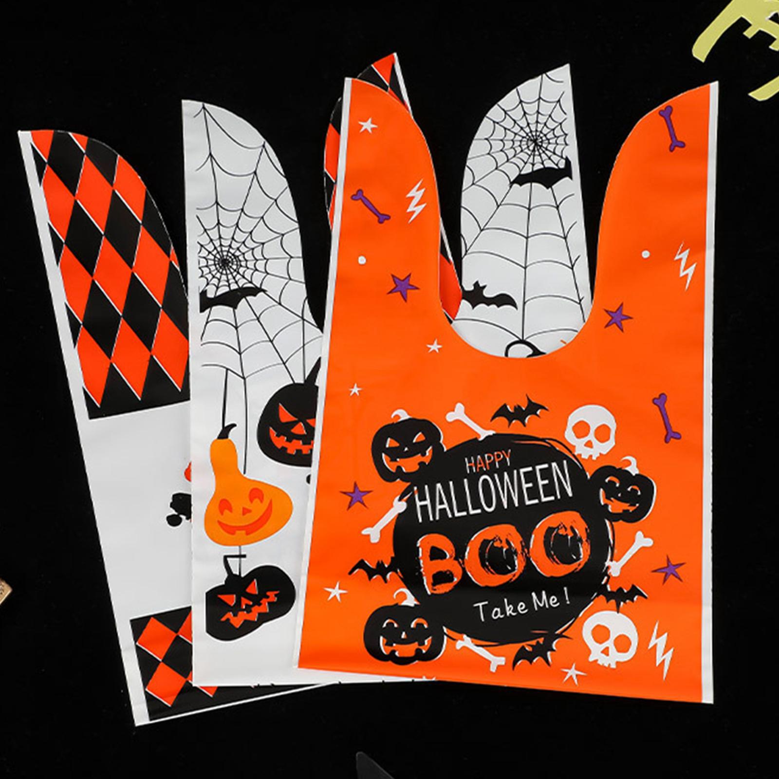 50Pcs Halloween Candy Bags Empty Party Bag for Halloween Party Supplies Orange and White