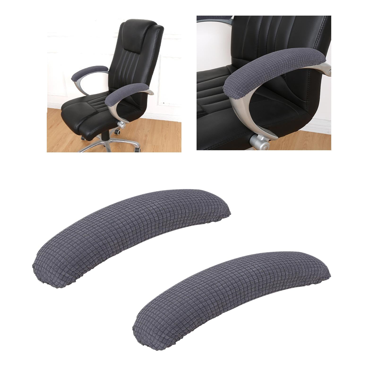 2Pcs Gaming Chair Arm Rest Pads Dustproof Removable for home Dark Grey