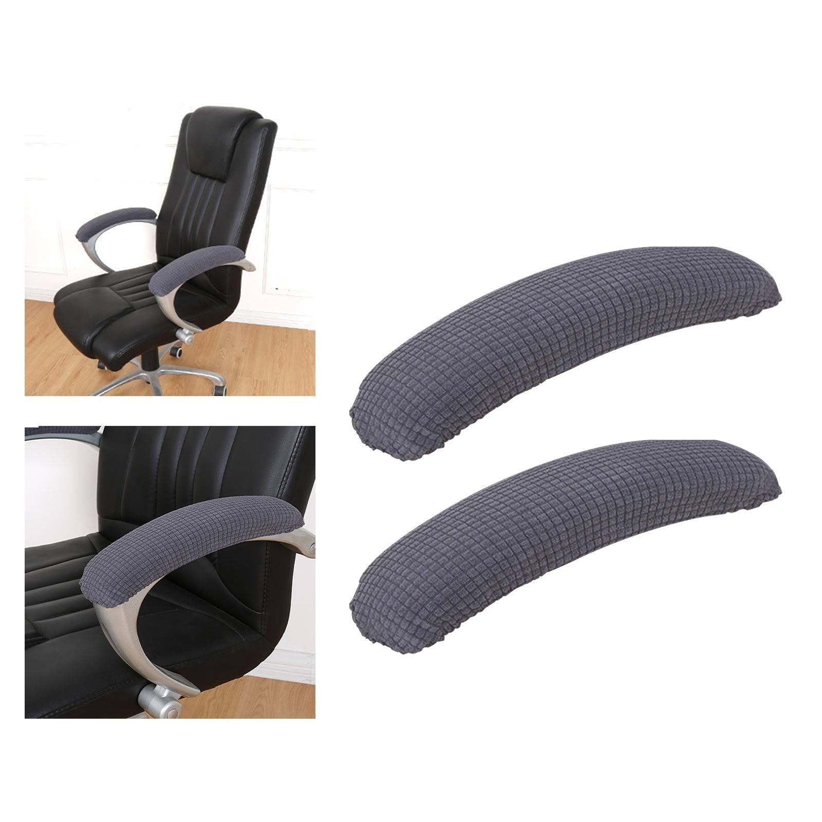 2Pcs Gaming Chair Arm Rest Pads Dustproof Removable for home Dark Grey