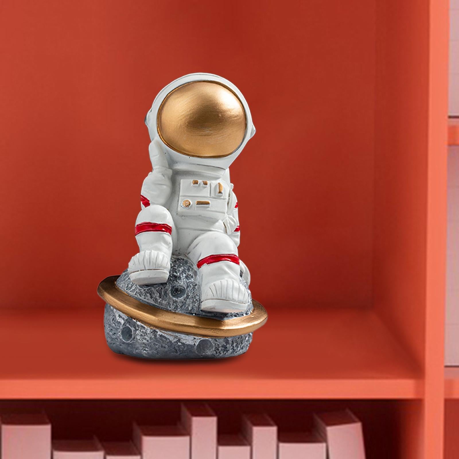 Spaceman Figurine Educational Themed Art for Themed Party Decor Housewarming Sitting on Planet