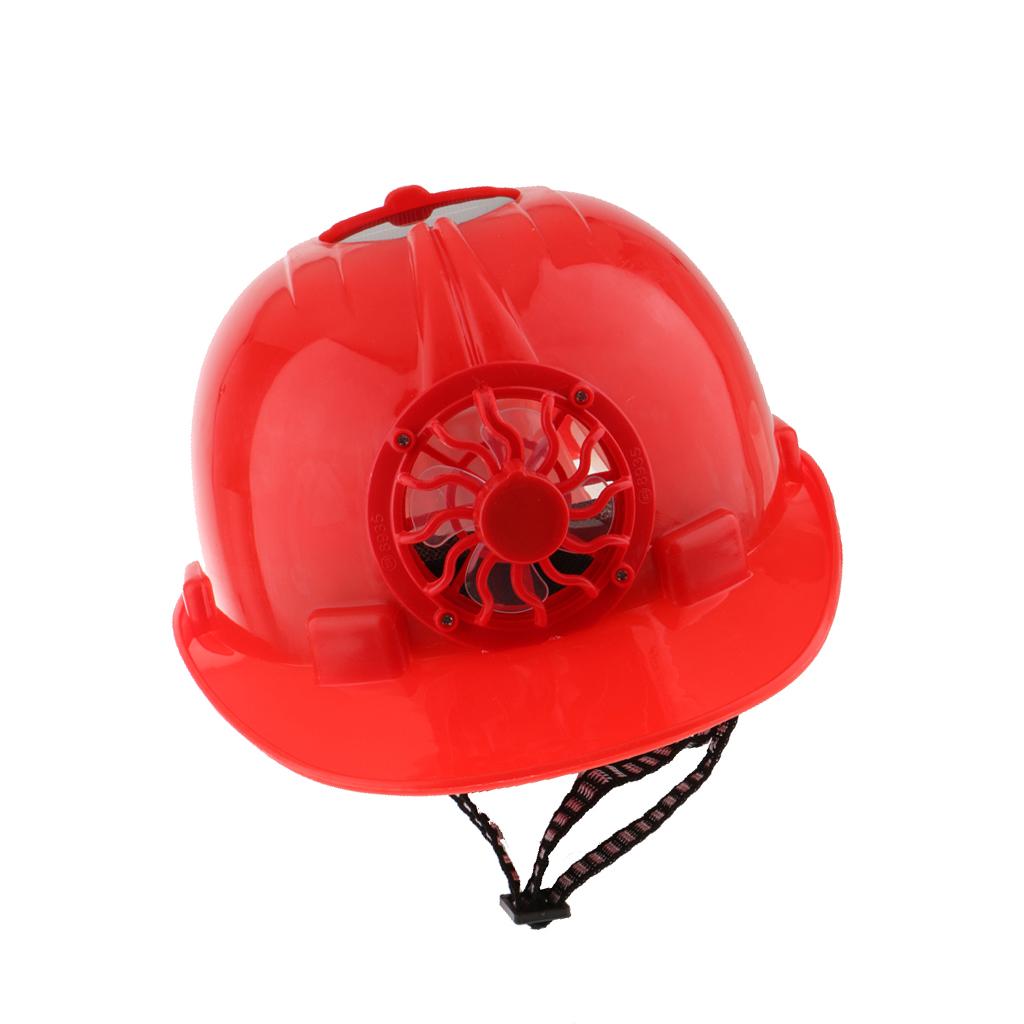 Solar Powered Safety Helmet Work Cap Hat Head Protect with Cooling Fan Red