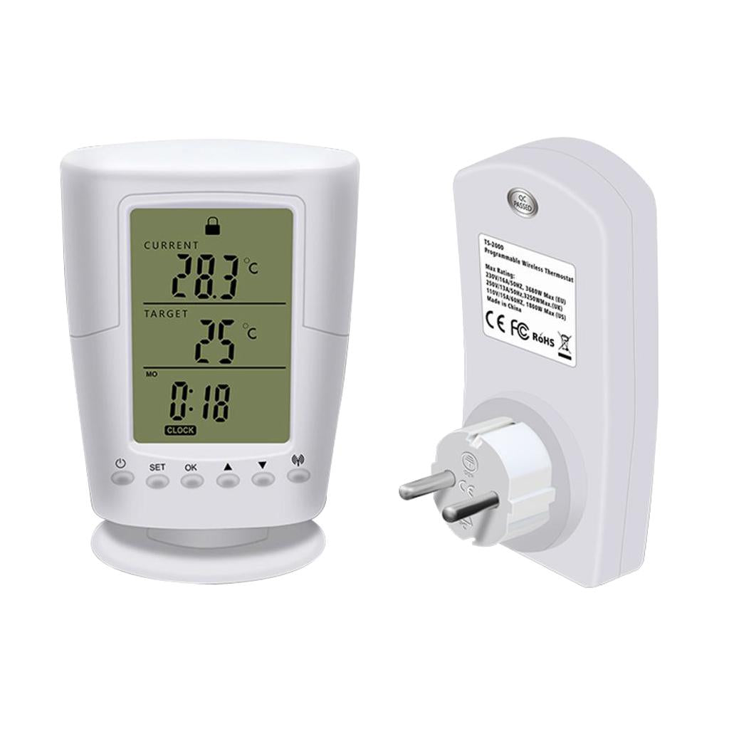 TS-2000 Programmable Wireless Thermostat Socket White LCD Home Intelligent