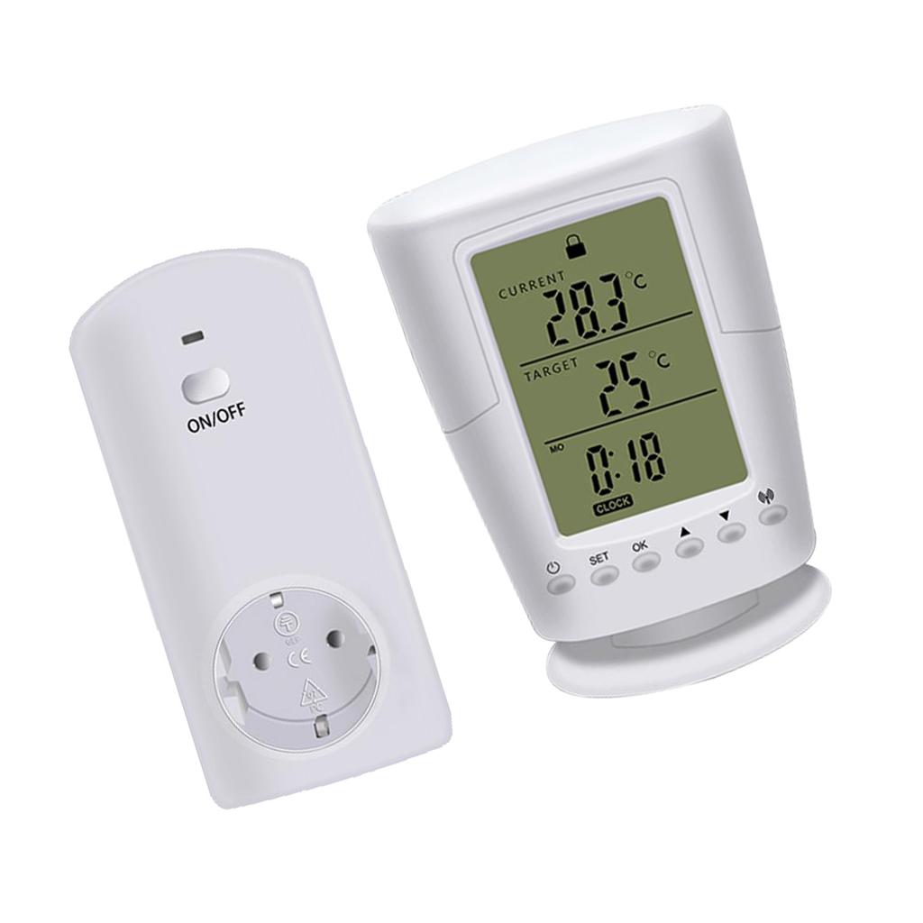 TS-2000 Programmable Wireless Thermostat Socket White LCD Home Intelligent