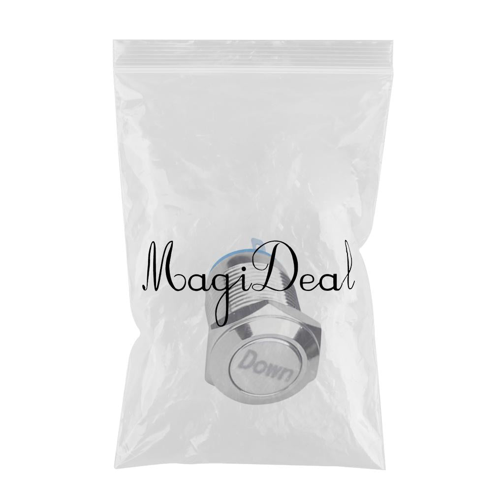 12mm 36V Momentary Metal Push Button Switch Flat Head With Down Mark