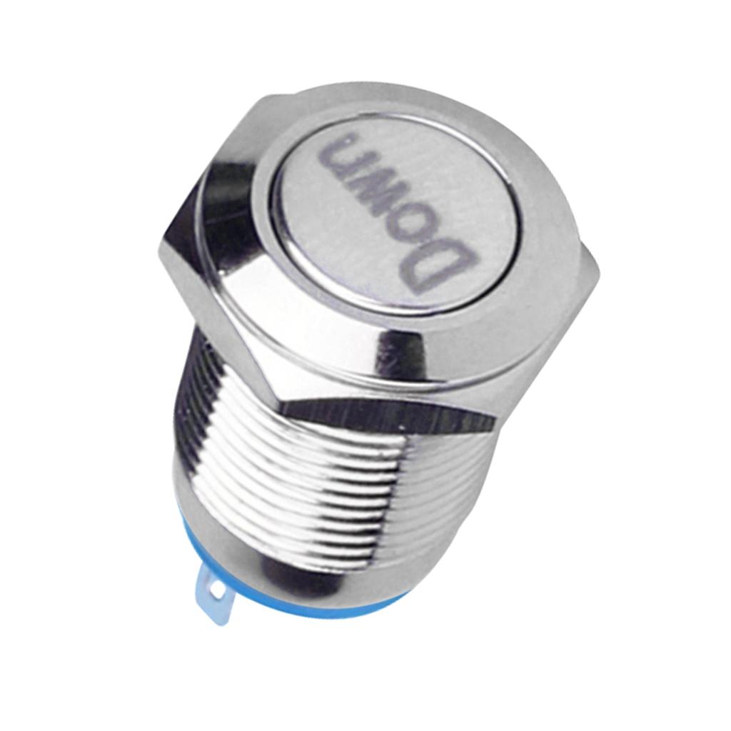 12mm 36V Momentary Metal Push Button Switch Flat Head With Down Mark