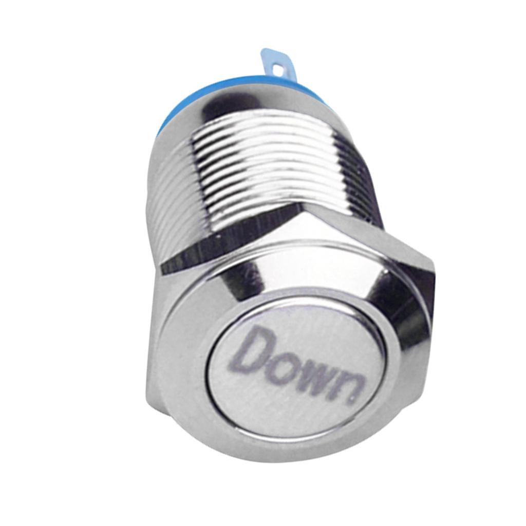 12mm 36V Momentary Metal Push Button Switch Flat Head With Down Mark