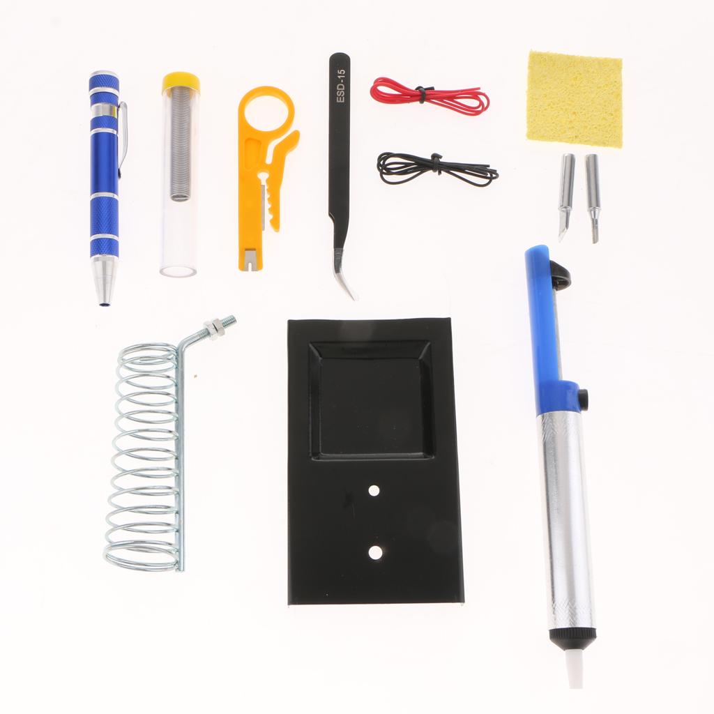 110V 60W Adjustable Temp Electric Soldering Iron Tool Kit Multimeter US Plug