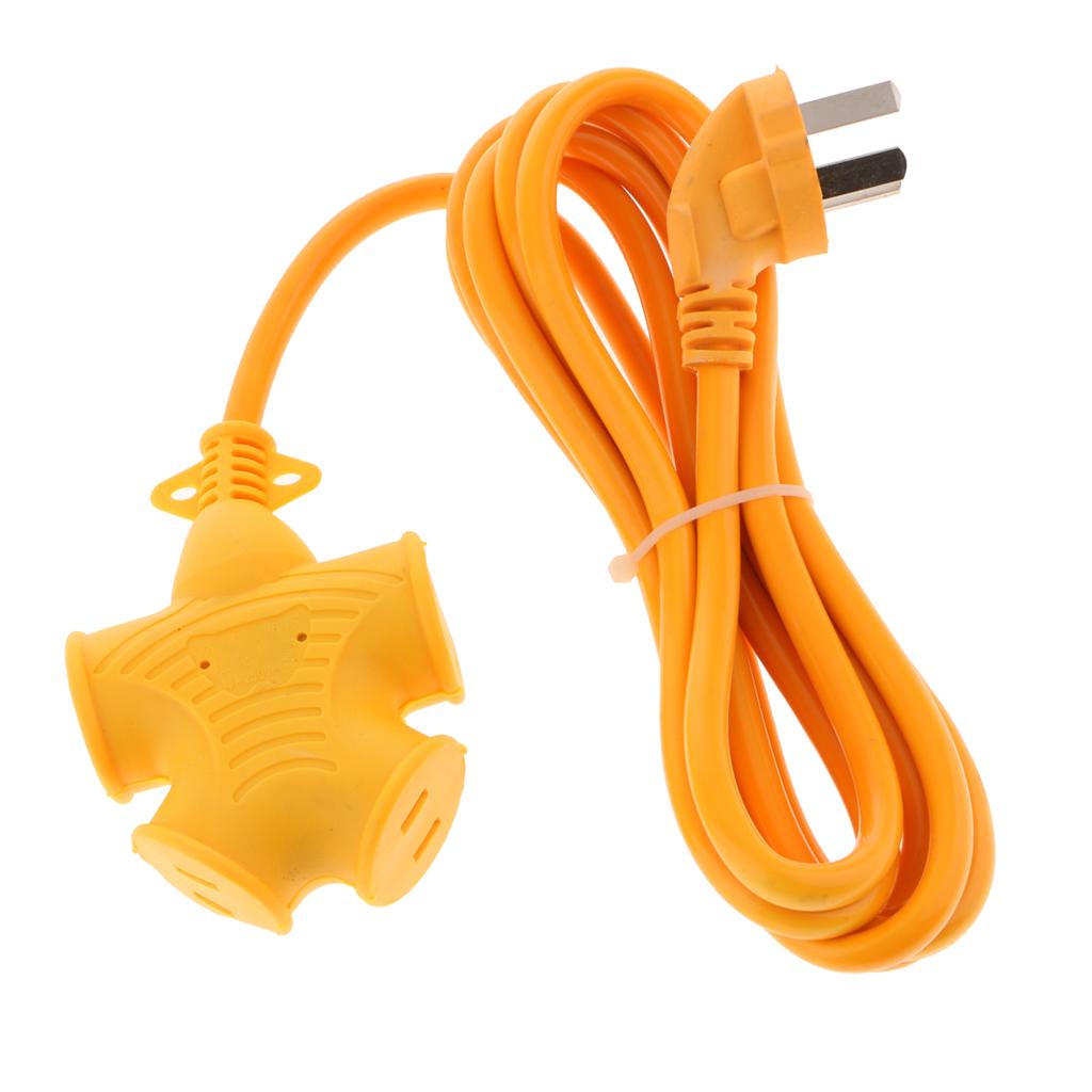 4 Plug Grounded Outlet Extender Surge Protector Grounded Adapter+3m Wire