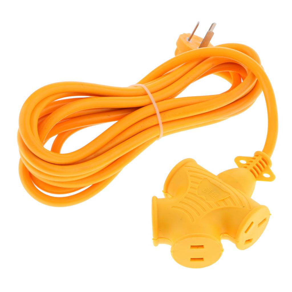 4 Plug Grounded Outlet Extender Surge Protector Grounded Adapter+5m Wire