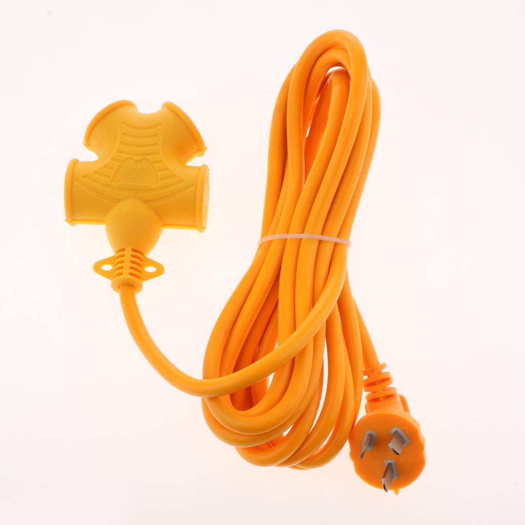 4 Plug Grounded Outlet Extender Surge Protector Grounded Adapter+5m Wire