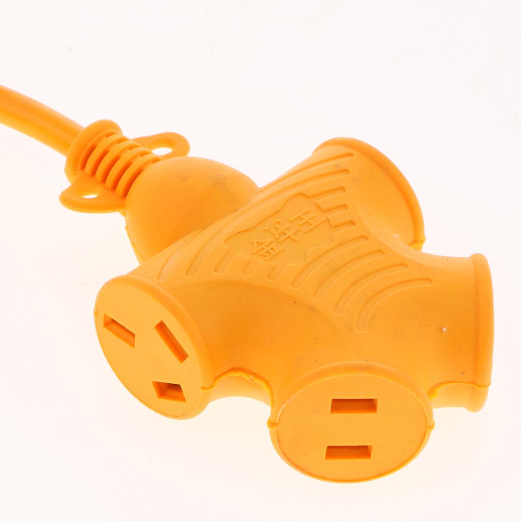 4 Plug Grounded Outlet Extender Surge Protector Grounded Adapter+10m Wire