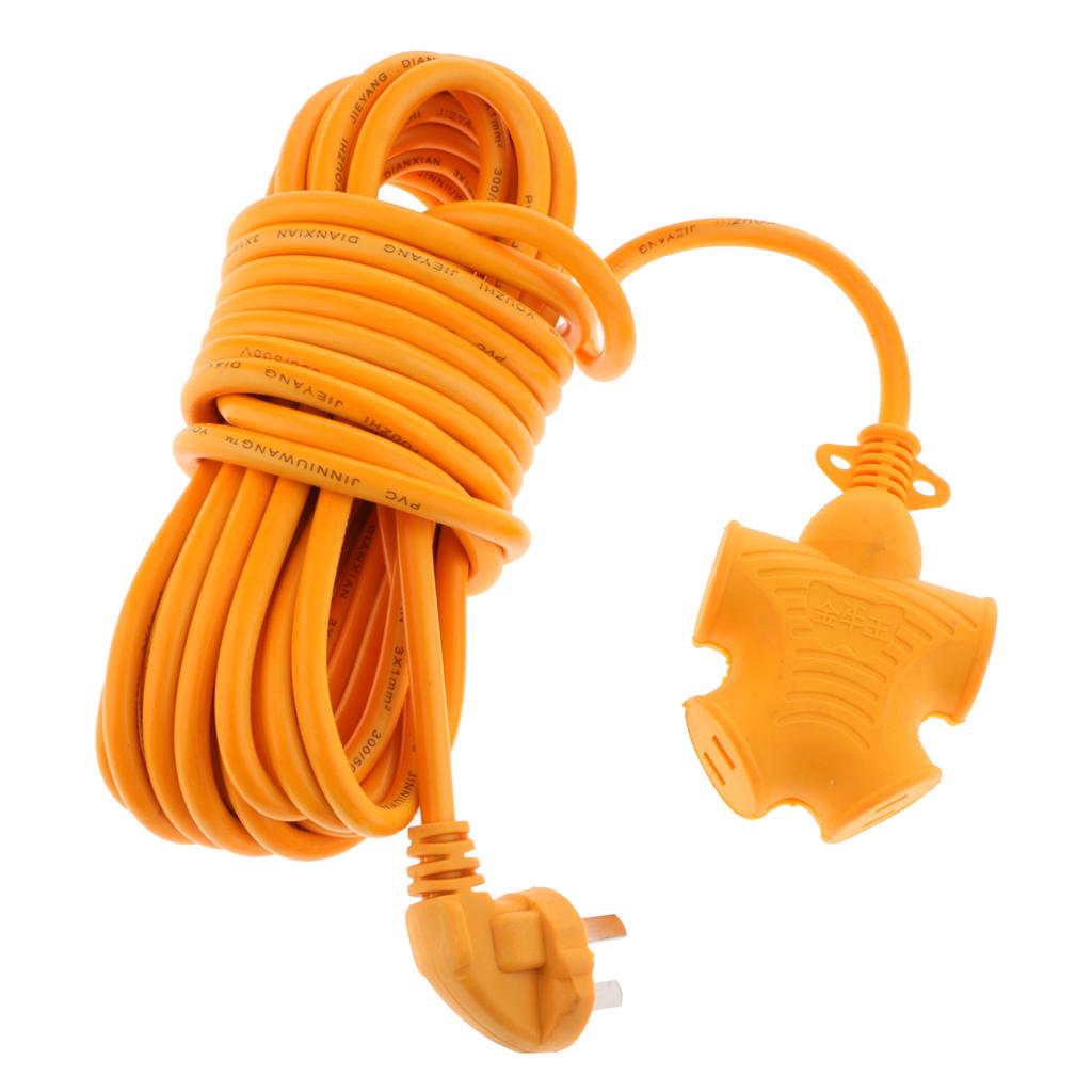 4 Plug Grounded Outlet Extender Surge Protector Grounded Adapter+10m Wire