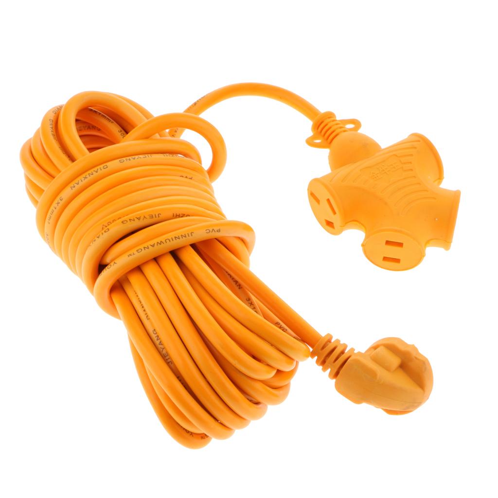 4 Plug Grounded Outlet Extender Surge Protector Grounded Adapter+10m Wire