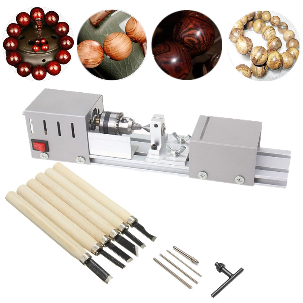 DC24V 100W Mini Lathe Bead Polisher Machine for Wood DIY Rotary Tool-EU Plus
