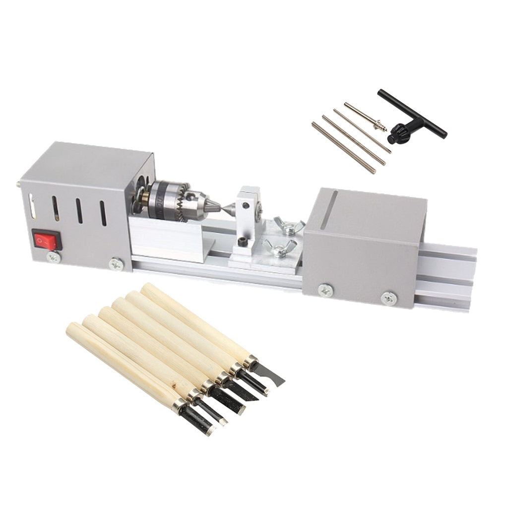 DC24V 100W Mini Lathe Bead Polisher Machine for Wood DIY Rotary Tool-EU Plus