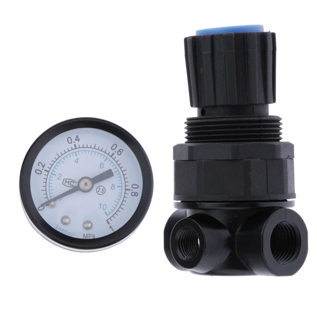 NR200 Plastic Air Pressure Compressor Relief Valve with Pressure Gauge 1/4