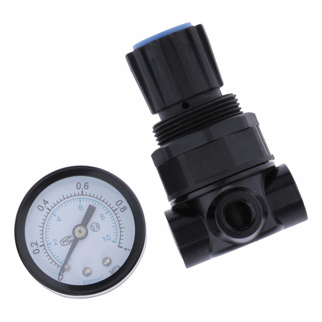 NR200 Plastic Air Pressure Compressor Relief Valve with Pressure Gauge 1/4