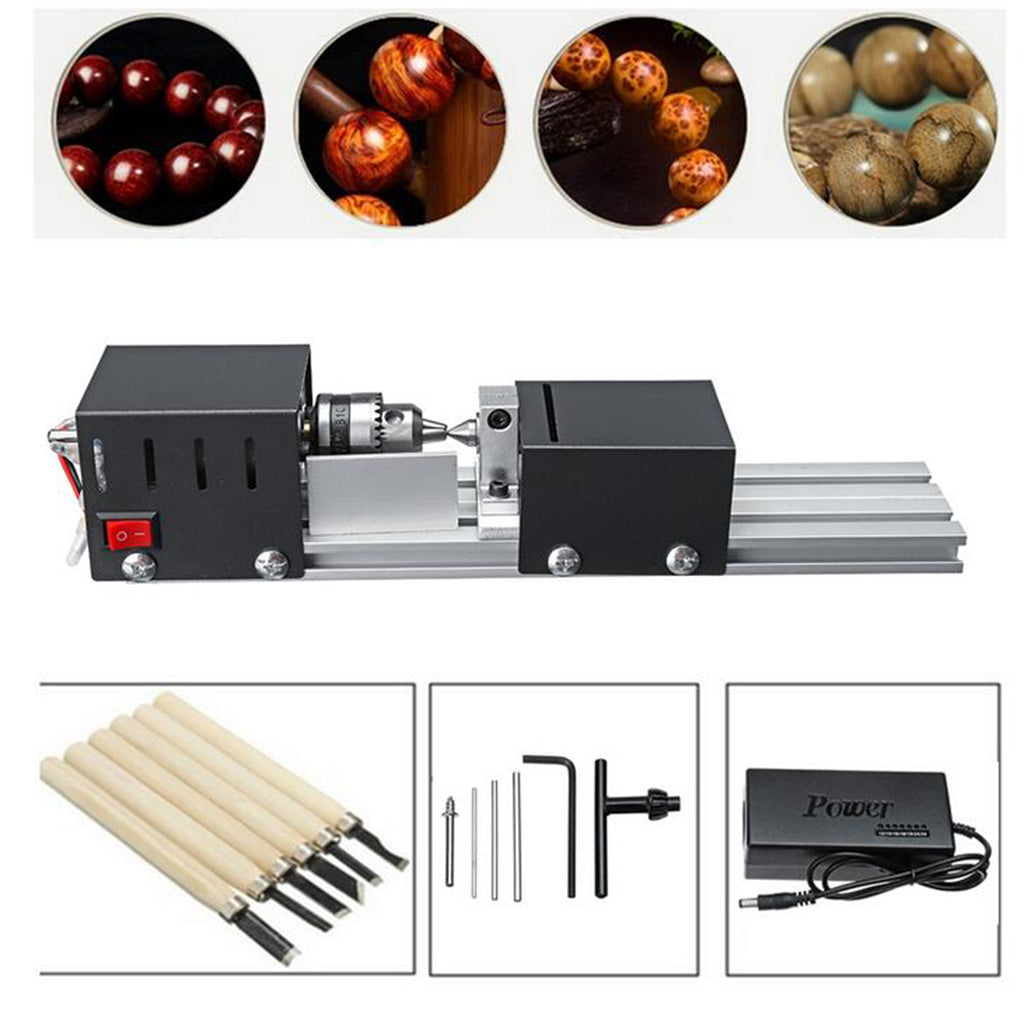 Mini Lathe Beads Machine Wood Working DIY Rotary Tool for Grinding US Black