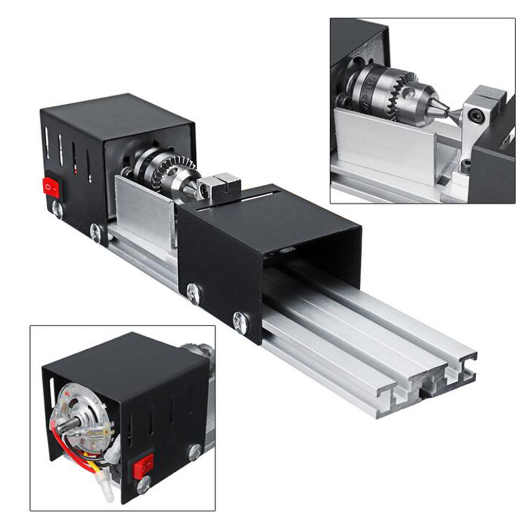 Mini Lathe Beads Machine Wood Working DIY Rotary Tool for Grinding US Black