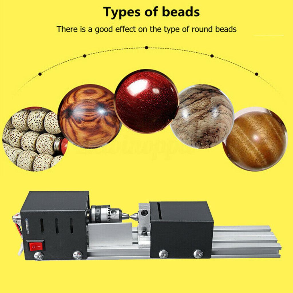 Mini Lathe Beads Machine Wood Working DIY Rotary Tool for Grinding US Black